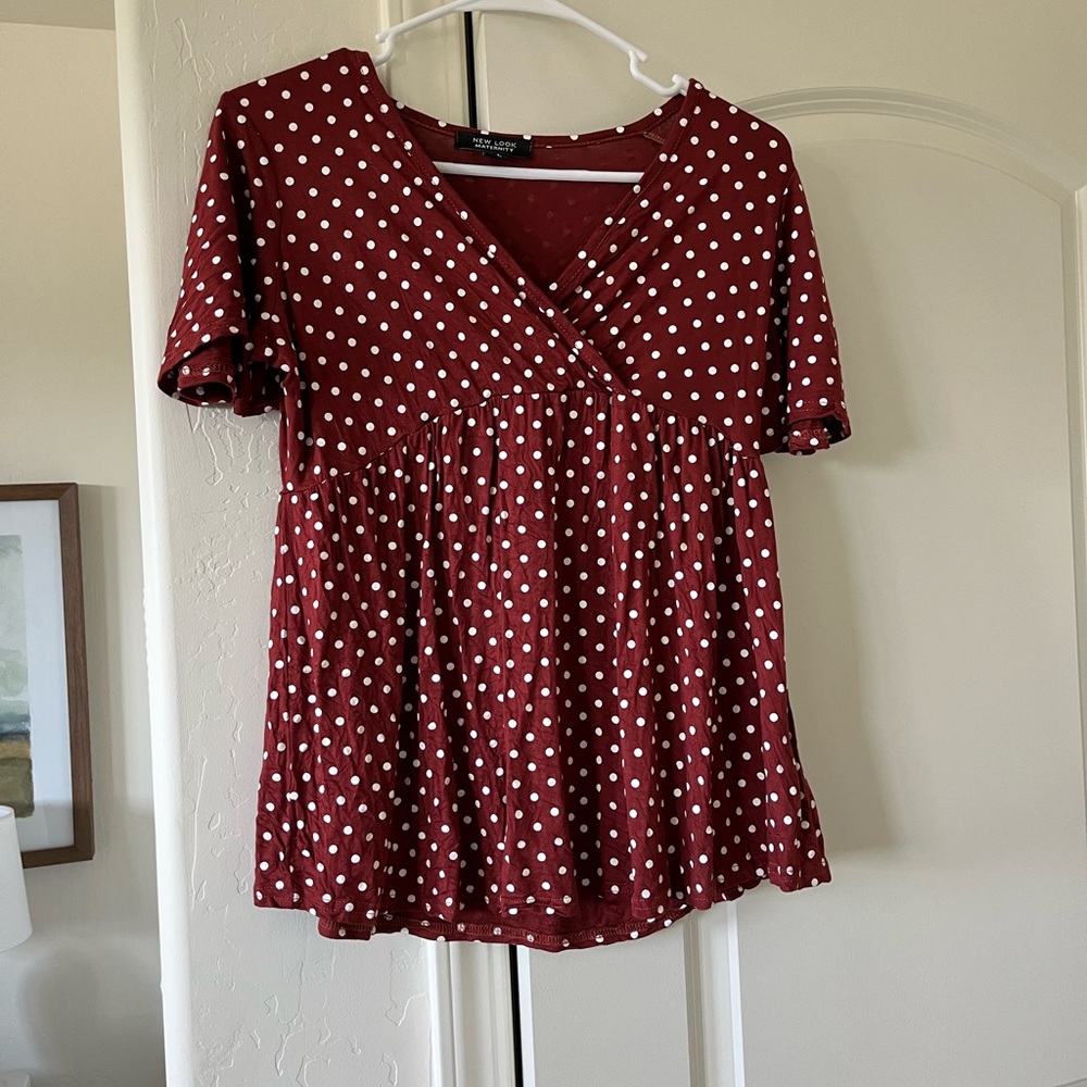 New Look Red Ruffled Short Sleeve Maternity Blouse